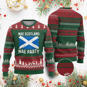 Nae Scotland Nae Party Saltire Flag Ugly Christmas Sweater Vintage Scottish Accent Soccer Fans Football Tournament
