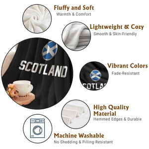 Scotland Round Saltire Flag Emblem Throw Blanket Classic Varsity Typography Sports Fans