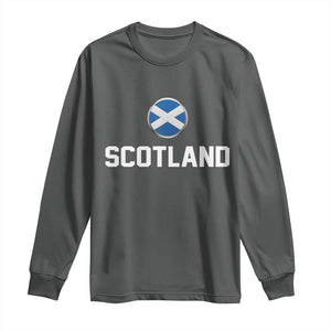 Scotland Round Saltire Flag Emblem Long Sleeve Shirt Classic Varsity Typography Sports Fans