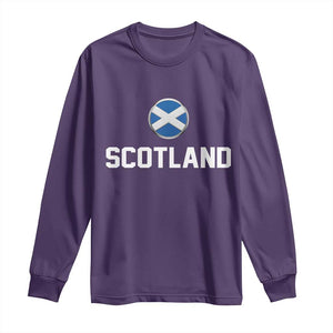 Scotland Round Saltire Flag Emblem Long Sleeve Shirt Classic Varsity Typography Sports Fans
