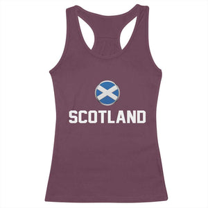 Scotland Round Saltire Flag Emblem Racerback Tank Top Classic Varsity Typography Sports Fans