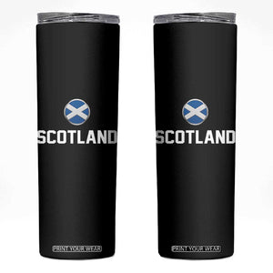 Scotland Round Saltire Flag Emblem Skinny Tumbler Classic Varsity Typography Sports Fans