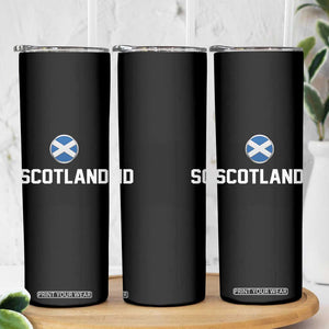 Scotland Round Saltire Flag Emblem Skinny Tumbler Classic Varsity Typography Sports Fans