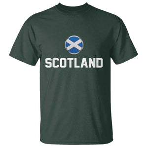 Scotland Round Saltire Flag Emblem T Shirt Classic Varsity Typography Sports Fans