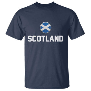 Scotland Round Saltire Flag Emblem T Shirt Classic Varsity Typography Sports Fans