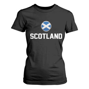 Scotland Round Saltire Flag Emblem T Shirt For Women Classic Varsity Typography Sports Fans