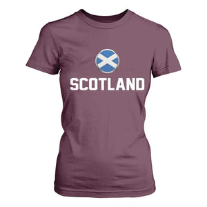 Scotland Round Saltire Flag Emblem T Shirt For Women Classic Varsity Typography Sports Fans