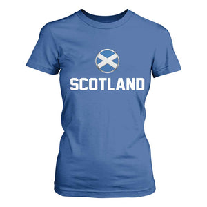 Scotland Round Saltire Flag Emblem T Shirt For Women Classic Varsity Typography Sports Fans
