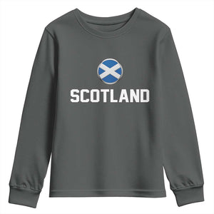 Scotland Round Saltire Flag Emblem Youth Sweatshirt Classic Varsity Typography Sports Fans
