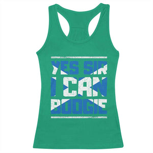Funny Scottish Anthem Fan Saltire Flag Racerback Tank Top Yes Sir I Can Boogie Sports Style Scotland Football Supporters