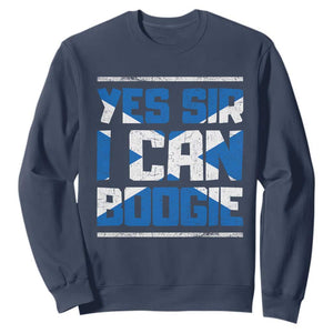Funny Scottish Anthem Fan Saltire Flag Sweatshirt Yes Sir I Can Boogie Sports Style Scotland Football Supporters