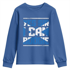 Funny Scottish Anthem Fan Saltire Flag Youth Sweatshirt Yes Sir I Can Boogie Sports Style Scotland Football Supporters