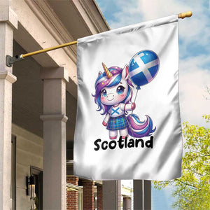 Cute Unicorn Wearing Tartan Kilt Holding Saltire Flag Graphic Garden Flag