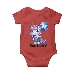 Cute Unicorn Wearing Tartan Kilt Holding Saltire Flag Graphic Baby Onesie