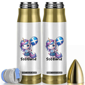 Cute Unicorn Wearing Tartan Kilt Holding Saltire Flag Graphic Bullet Tumbler