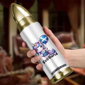 Cute Unicorn Wearing Tartan Kilt Holding Saltire Flag Graphic Bullet Tumbler