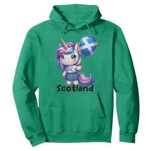 Cute Unicorn Wearing Tartan Kilt Holding Saltire Flag Graphic Hoodie