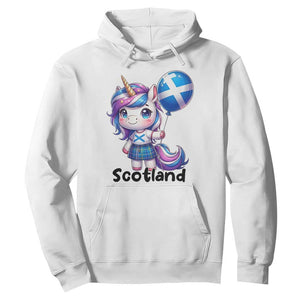 Cute Unicorn Wearing Tartan Kilt Holding Saltire Flag Graphic Hoodie