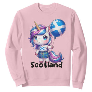 Cute Unicorn Wearing Tartan Kilt Holding Saltire Flag Graphic Sweatshirt
