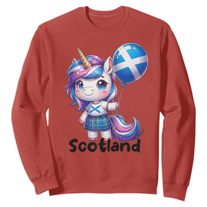 Cute Unicorn Wearing Tartan Kilt Holding Saltire Flag Graphic Sweatshirt