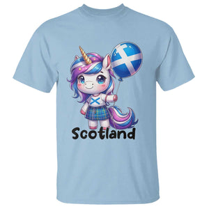 Cute Unicorn Wearing Tartan Kilt Holding Saltire Flag Graphic T Shirt