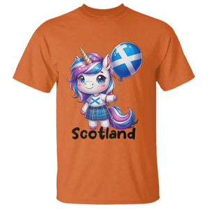 Cute Unicorn Wearing Tartan Kilt Holding Saltire Flag Graphic T Shirt