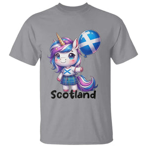 Cute Unicorn Wearing Tartan Kilt Holding Saltire Flag Graphic T Shirt
