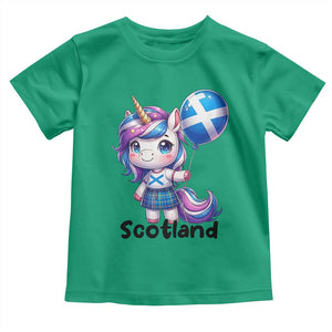 Cute Unicorn Wearing Tartan Kilt Holding Saltire Flag Graphic Toddler T Shirt