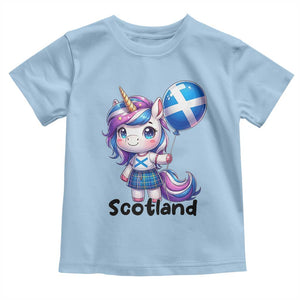 Cute Unicorn Wearing Tartan Kilt Holding Saltire Flag Graphic Toddler T Shirt