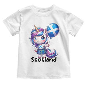 Cute Unicorn Wearing Tartan Kilt Holding Saltire Flag Graphic Toddler T Shirt