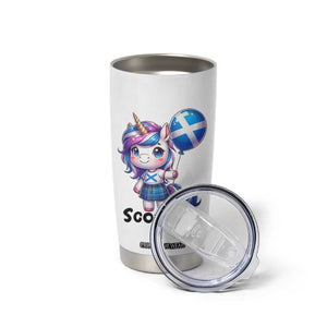 Cute Unicorn Wearing Tartan Kilt Holding Saltire Flag Graphic Tumbler Cup