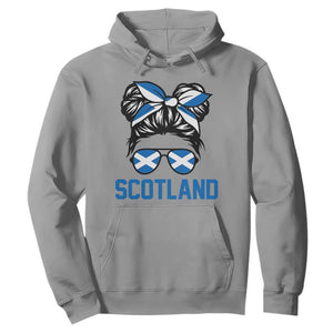 Scotland Messy Bun Hair Saltire Flag Ribbon Bow Hoodie Scottish Pride for Girls Women