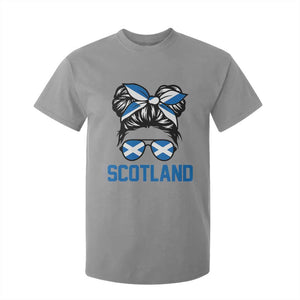 Scotland Messy Bun Hair Saltire Flag Ribbon Bow T Shirt For Kid Scottish Pride for Girls Women