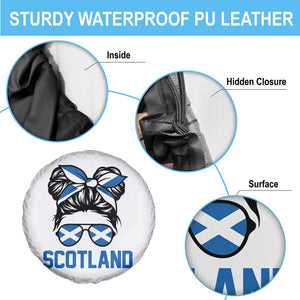 Scotland Messy Bun Hair Saltire Flag Ribbon Bow Spare Tire Cover Scottish Pride for Girls Women