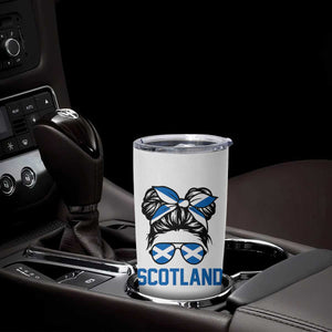 Scotland Messy Bun Hair Saltire Flag Ribbon Bow Tumbler Cup Scottish Pride for Girls Women