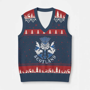 Scotland Thistle Floral Emblem V-Neck Knit Sweater Vest Stylized Gothic Heraldry Scottish Heritage Pride