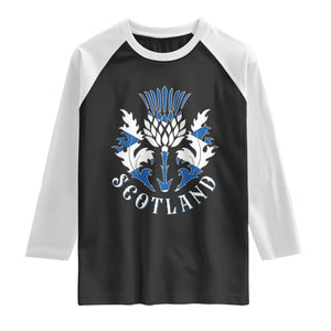 Scotland Thistle Floral Emblem Raglan Shirt Stylized Gothic Heraldry Scottish Heritage Pride