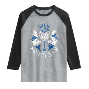 Scotland Thistle Floral Emblem Raglan Shirt Stylized Gothic Heraldry Scottish Heritage Pride