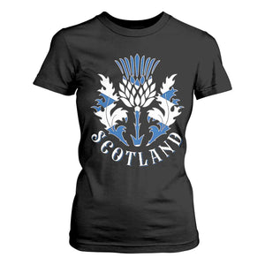 Scotland Thistle Floral Emblem T Shirt For Women Stylized Gothic Heraldry Scottish Heritage Pride