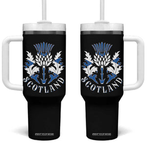 Scotland Thistle Floral Emblem Tumbler With Handle Stylized Gothic Heraldry Scottish Heritage Pride