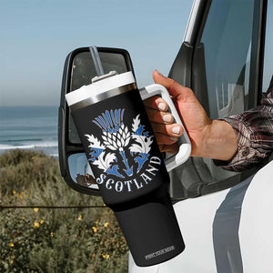 Scotland Thistle Floral Emblem Tumbler With Handle Stylized Gothic Heraldry Scottish Heritage Pride