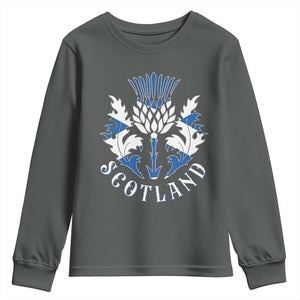 Scotland Thistle Floral Emblem Youth Sweatshirt Stylized Gothic Heraldry Scottish Heritage Pride