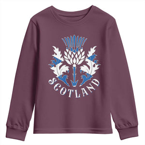 Scotland Thistle Floral Emblem Youth Sweatshirt Stylized Gothic Heraldry Scottish Heritage Pride