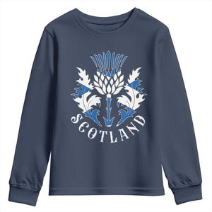 Scotland Thistle Floral Emblem Youth Sweatshirt Stylized Gothic Heraldry Scottish Heritage Pride
