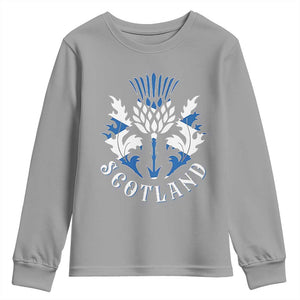 Scotland Thistle Floral Emblem Youth Sweatshirt Stylized Gothic Heraldry Scottish Heritage Pride