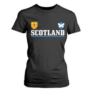 Scotland Dual Crest Lion Rampant Shield Saltire Flag T Shirt For Women Football Fans Match Day