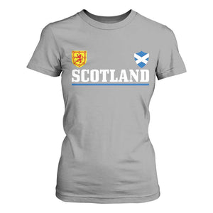 Scotland Dual Crest Lion Rampant Shield Saltire Flag T Shirt For Women Football Fans Match Day