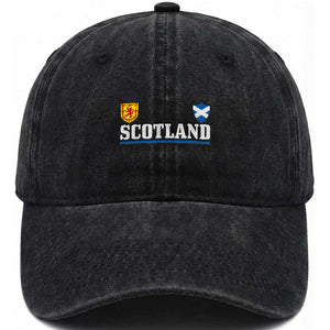 Scotland Dual Crest Lion Rampant Shield Saltire Flag Washed Cotton Baseball Cap Football Fans Match Day