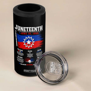 Educational Juneteenth Flag Symbolism Infographic 4 in 1 Can Cooler Tumbler Freedom Day June 19 1865 History Meaning