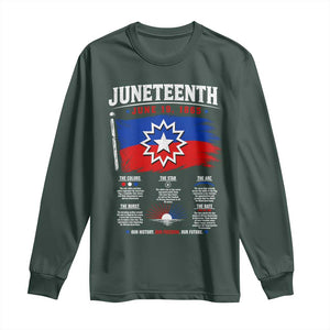 Educational Juneteenth Flag Symbolism Infographic Long Sleeve Shirt Freedom Day June 19 1865 History Meaning